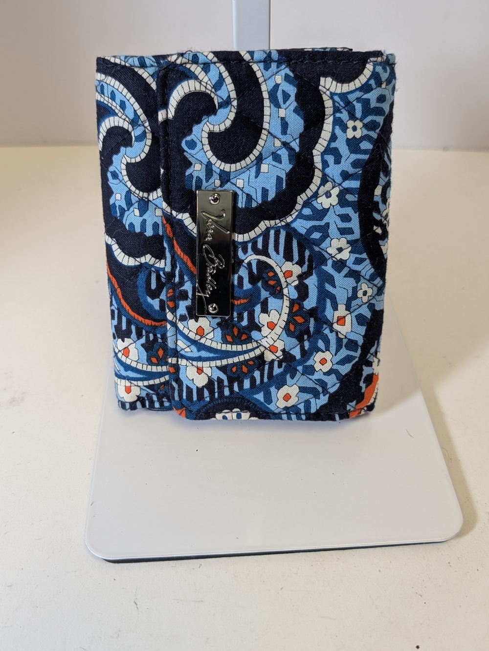 Vera Bradley Navy, Light Blue and Orange Paisley Quilted Card Holder